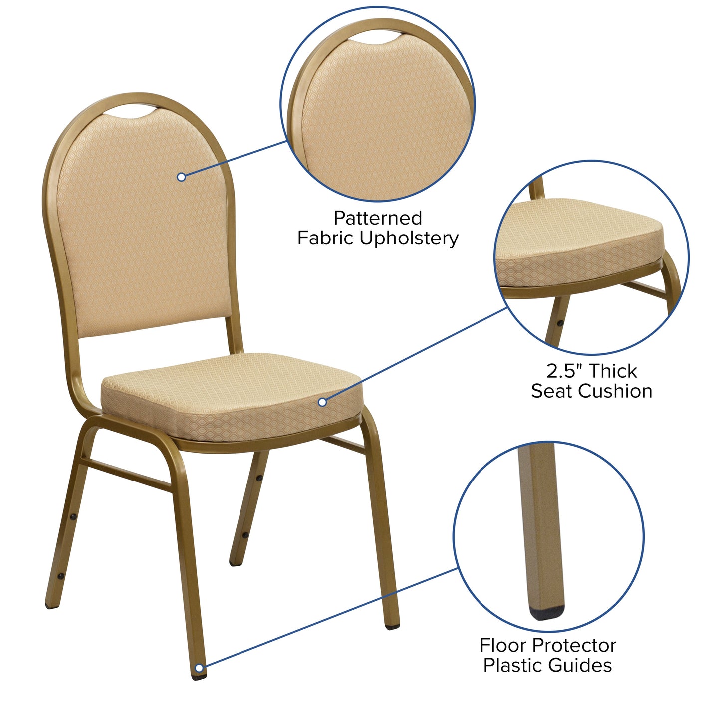 Beige Fabric Banquet Chair FD-C03-ALLGOLD-H20124E-GG