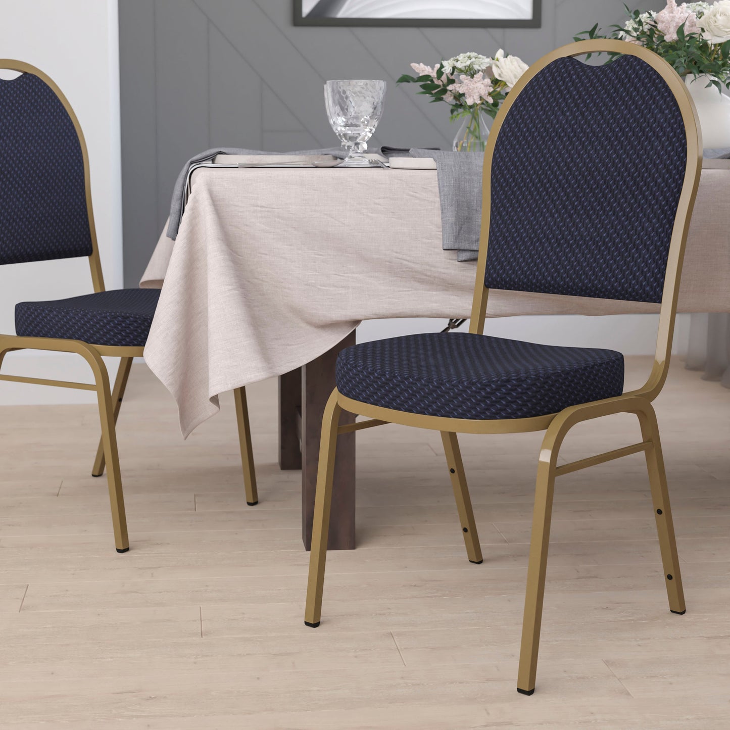 Navy Fabric Banquet Chair FD-C03-ALLGOLD-H203774-GG