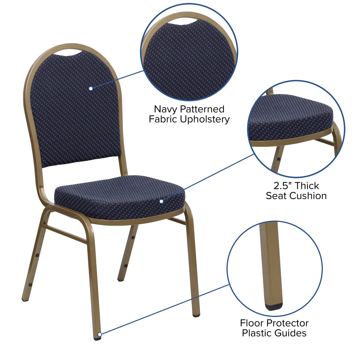 Navy Fabric Banquet Chair FD-C03-ALLGOLD-H203774-GG