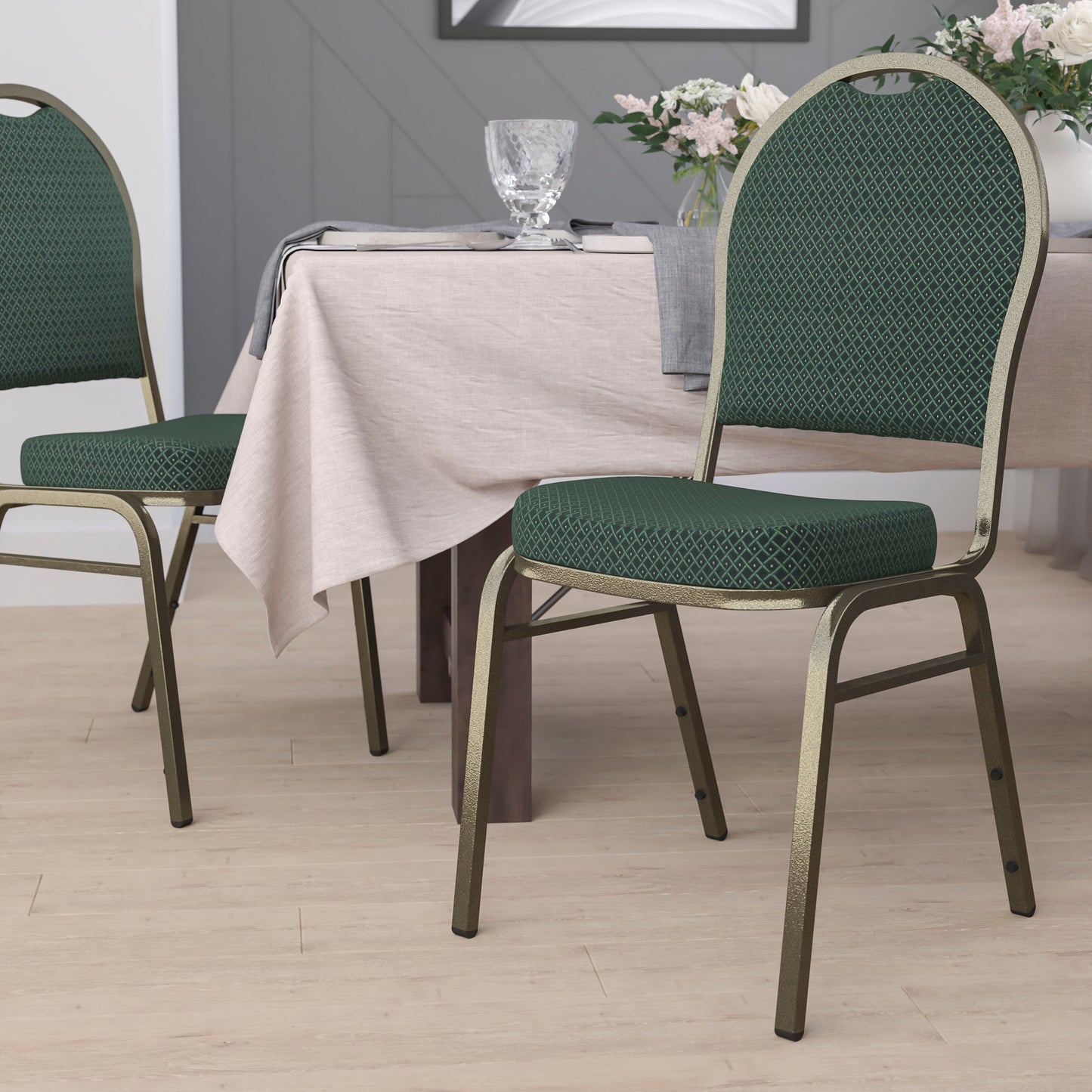 Green Fabric Banquet Chair FD-C03-GOLDVEIN-4003-GG