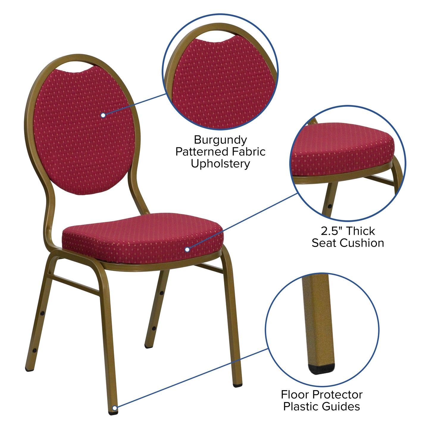 Burgundy Fabric Banquet Chair FD-C04-ALLGOLD-2804-GG