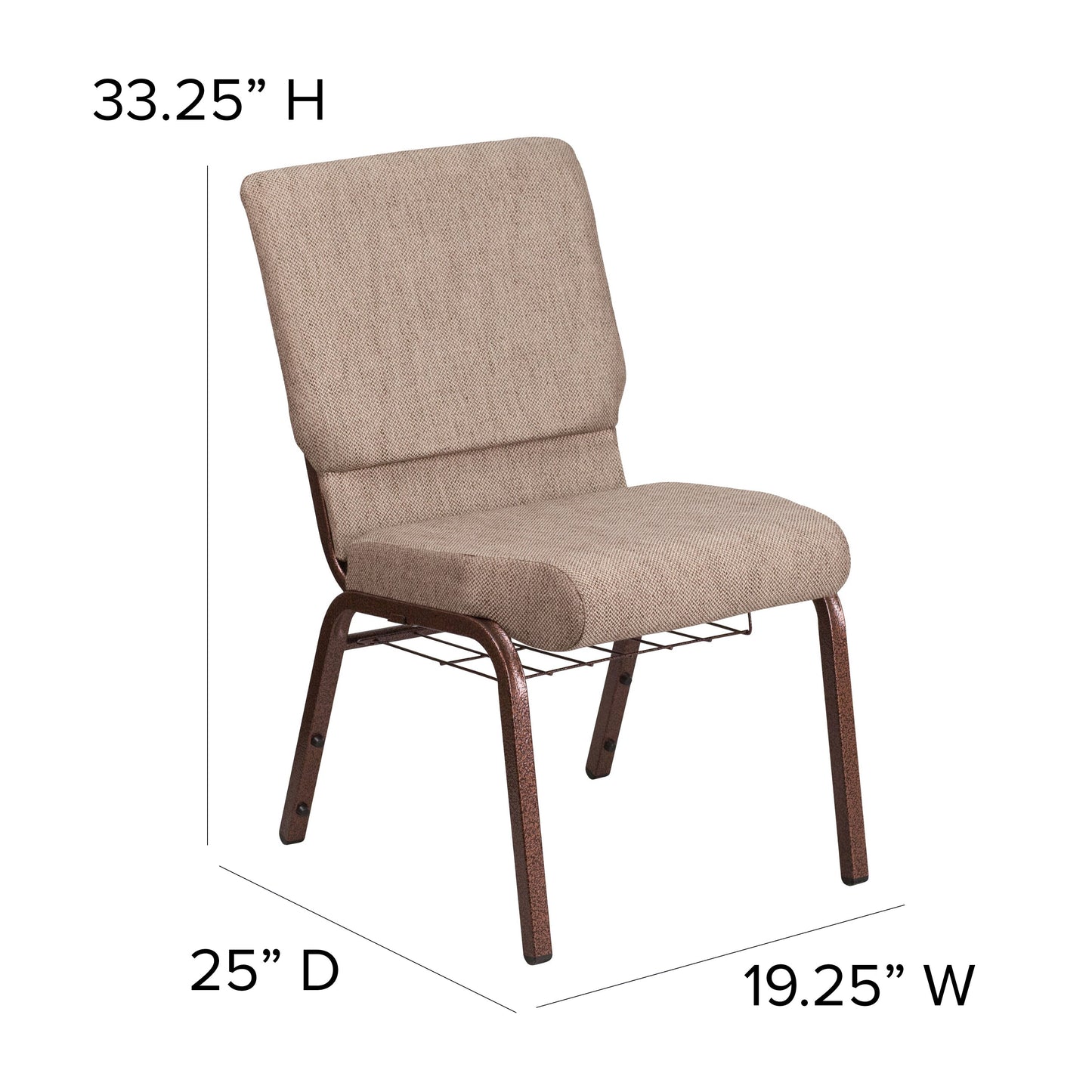 Beige Fabric Church Chair FD-CH02185-CV-BGE1-BAS-GG