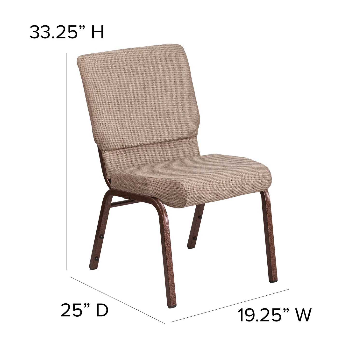 Beige Fabric Church Chair FD-CH02185-CV-BGE1-GG