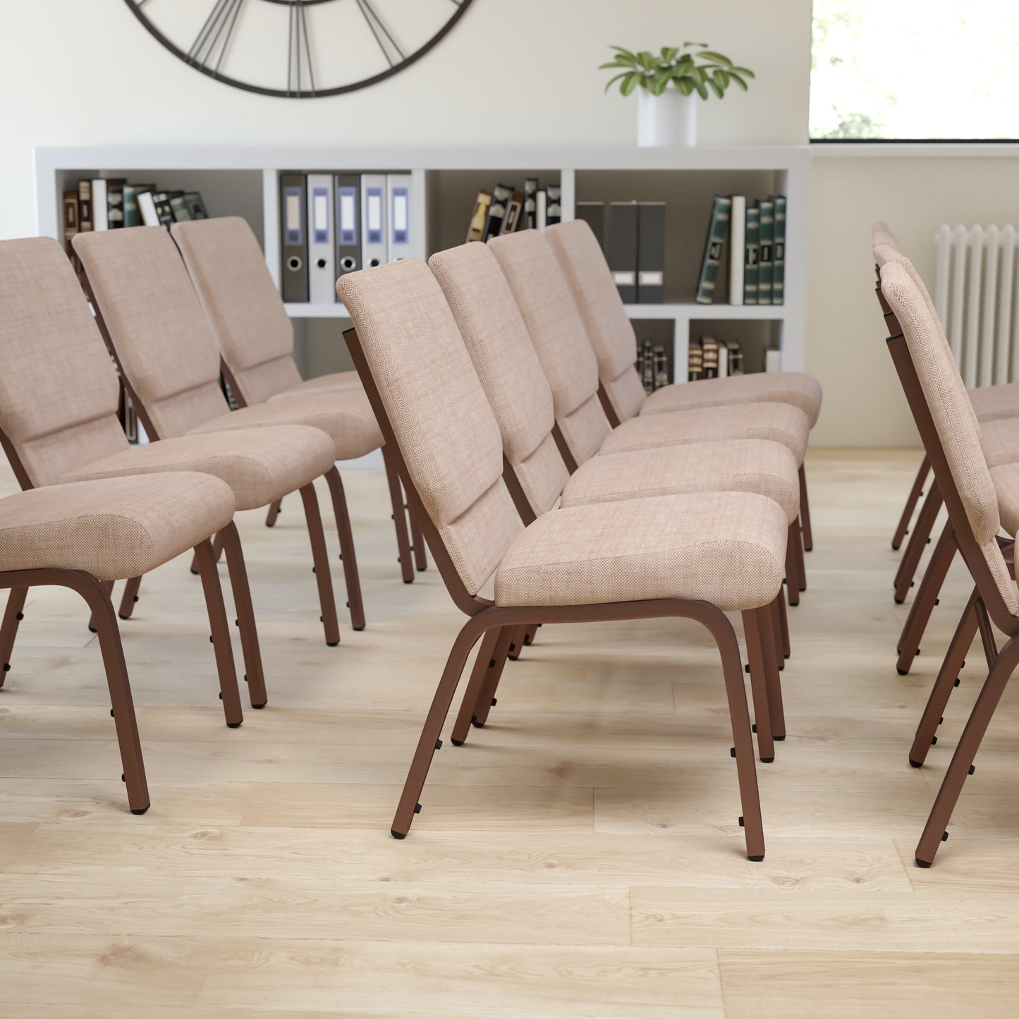 Beige Fabric Church Chair FD-CH02185-CV-BGE1-GG