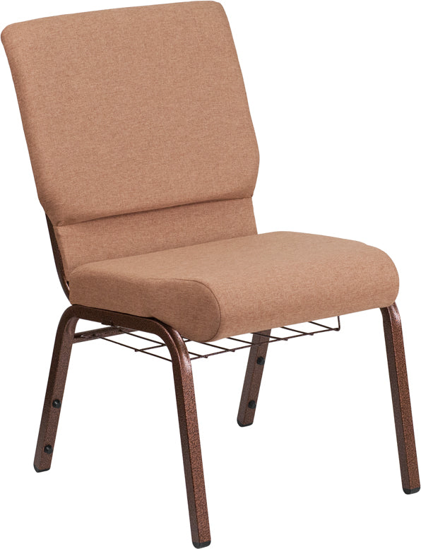 Caramel Fabric Church Chair FD-CH02185-CV-BN-BAS-GG