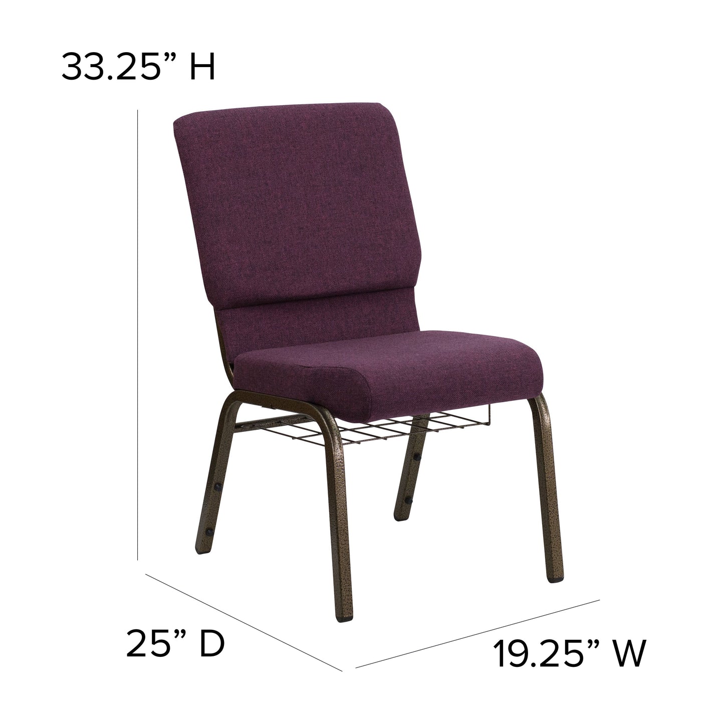 Plum Fabric Church Chair FD-CH02185-GV-005-BAS-GG