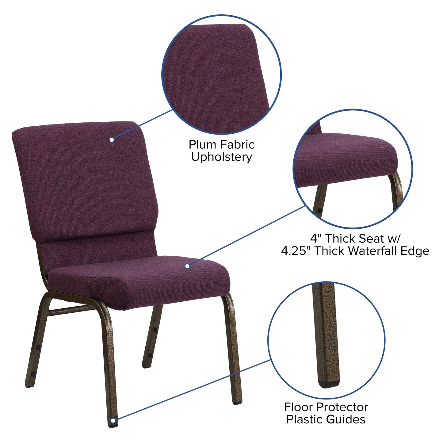 Plum Fabric Church Chair FD-CH02185-GV-005-GG