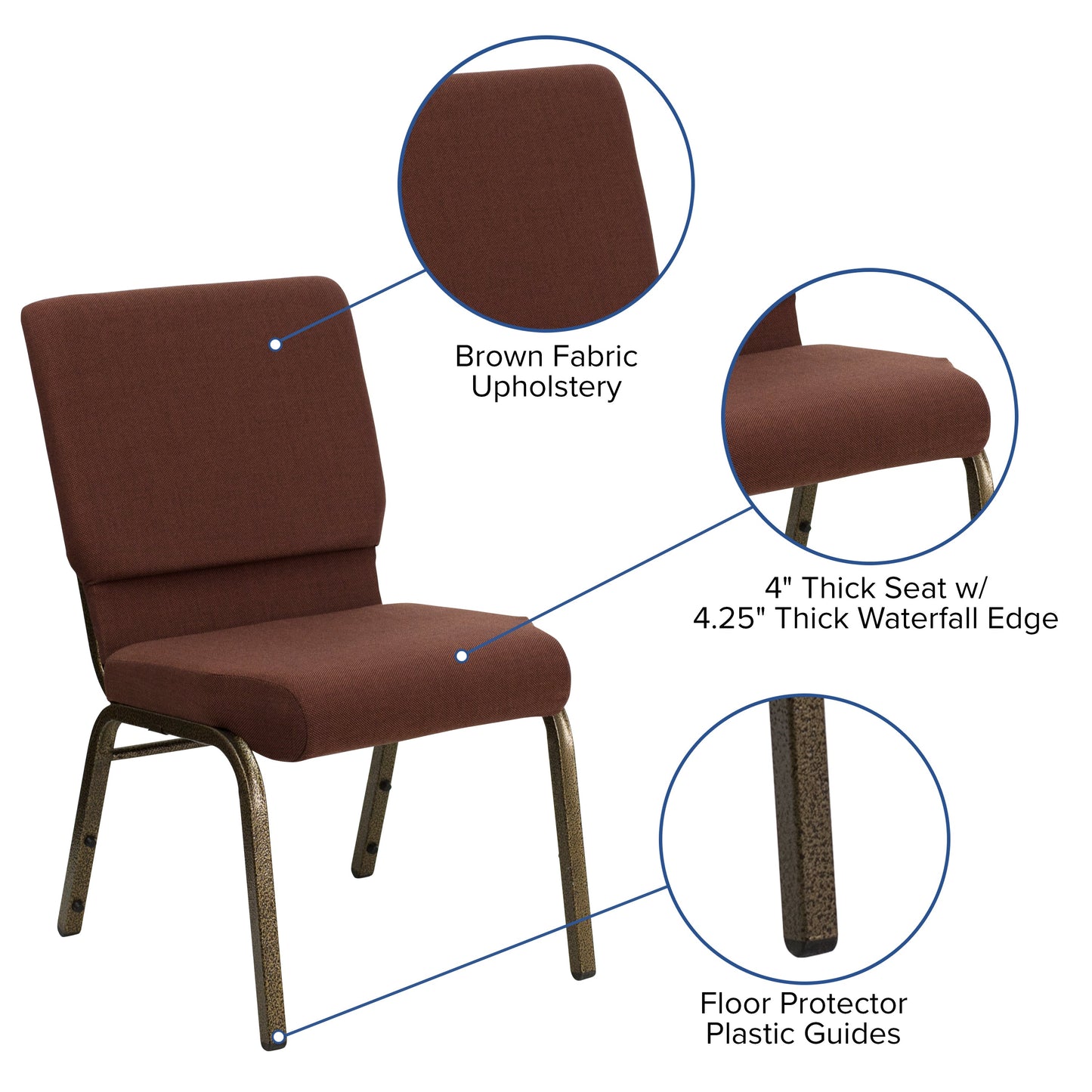 Brown Fabric Church Chair FD-CH02185-GV-10355-GG