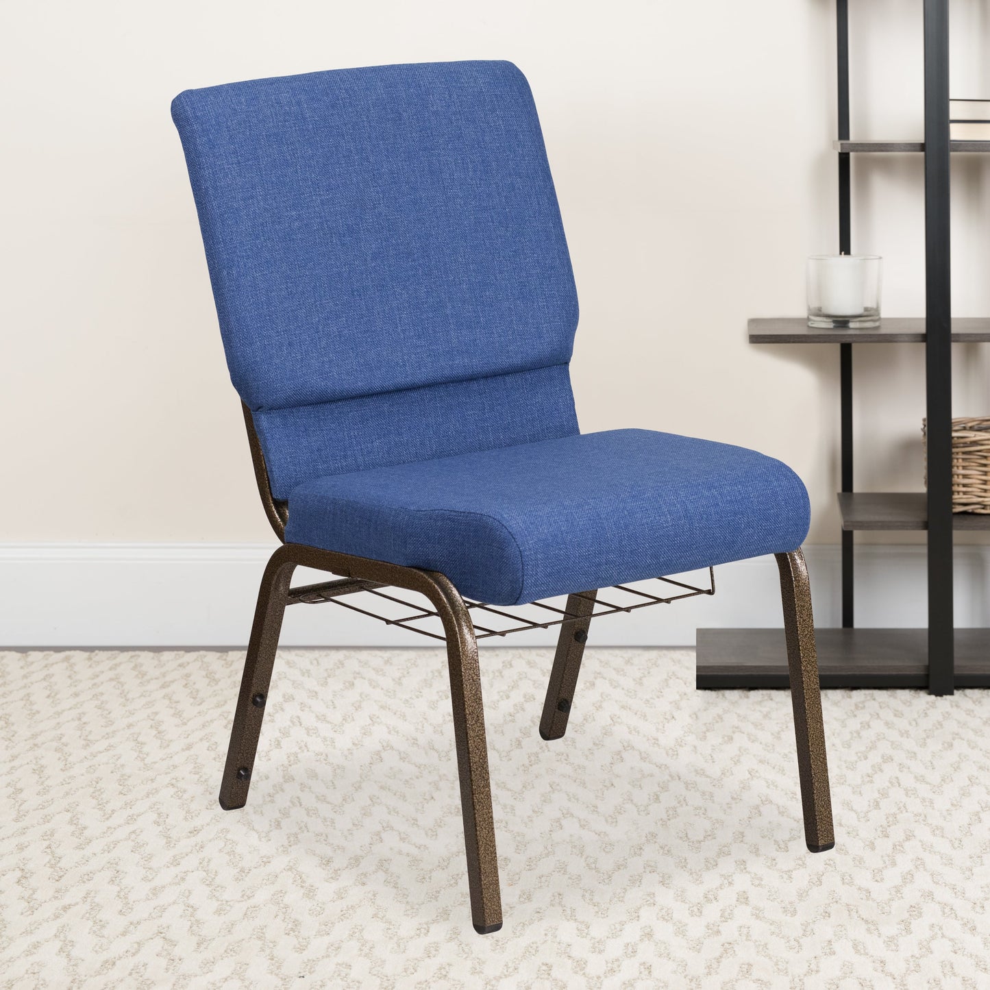 Blue Fabric Church Chair FD-CH02185-GV-BLUE-BAS-GG