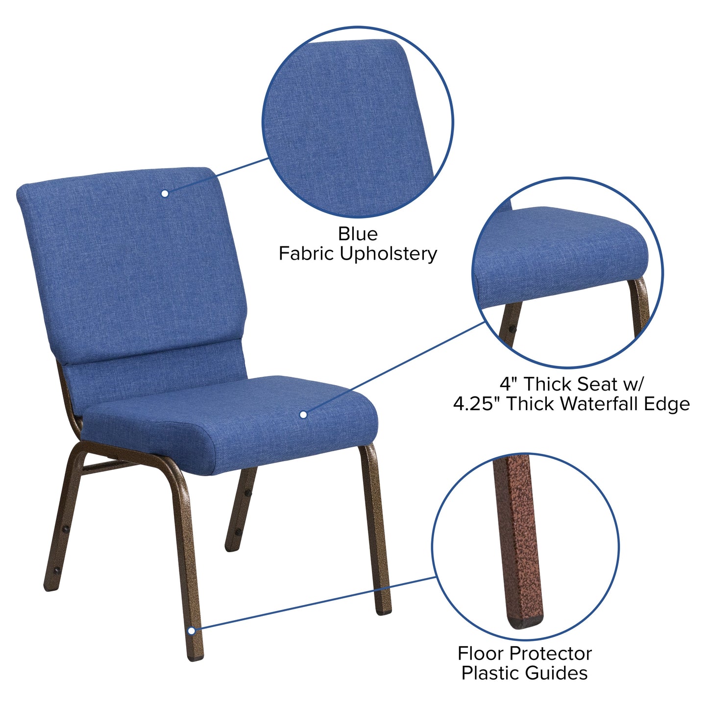 Blue Fabric Church Chair FD-CH02185-GV-BLUE-GG