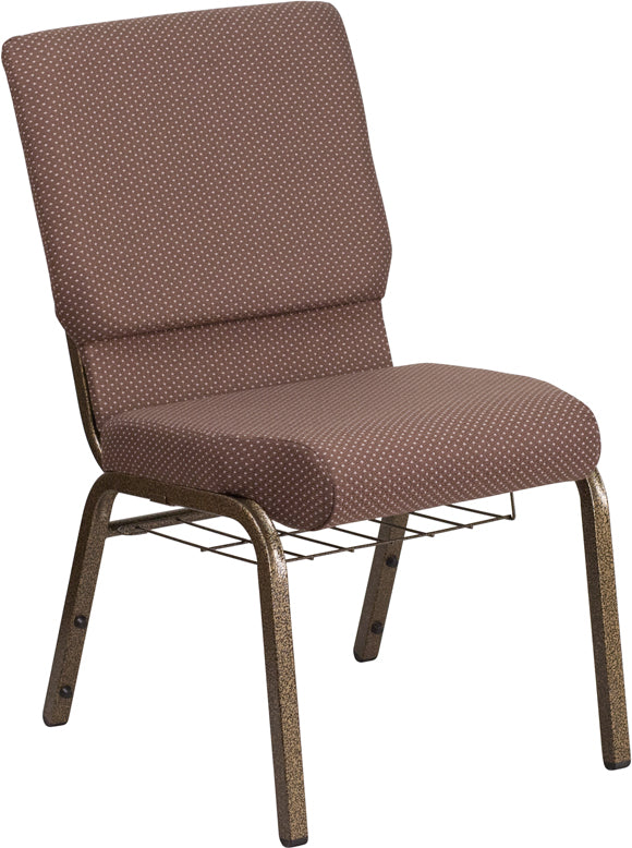 Brown Dot Fabric Church Chair FD-CH02185-GV-BNDOT-BAS-GG