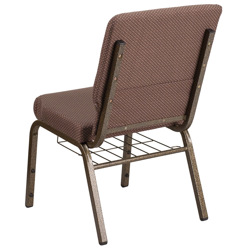 Brown Dot Fabric Church Chair FD-CH02185-GV-BNDOT-BAS-GG