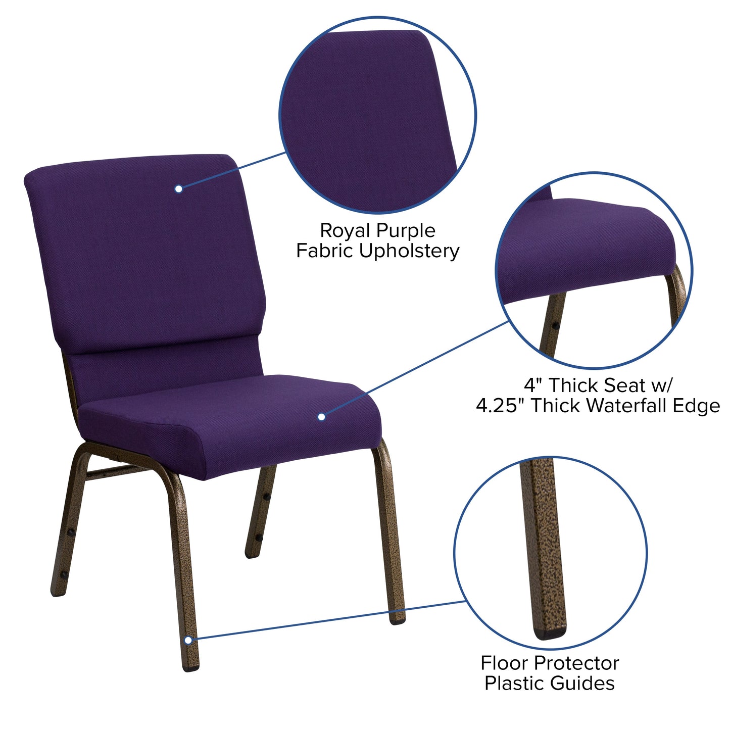 Purple Fabric Church Chair FD-CH02185-GV-ROY-GG