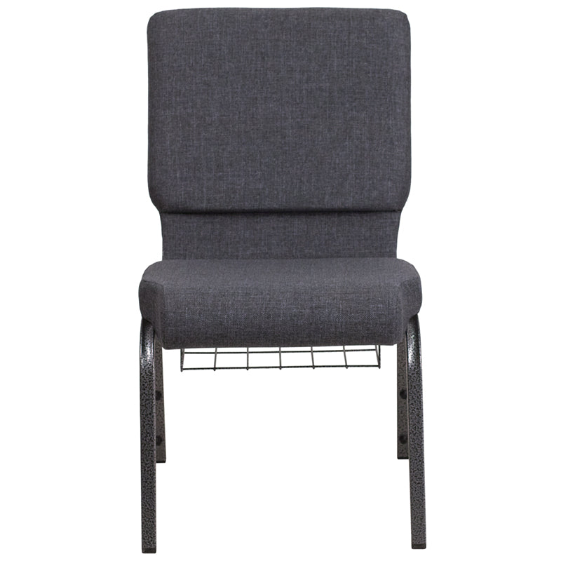 Dark Gray Fabric Church Chair FD-CH02185-SV-DKGY-BAS-GG