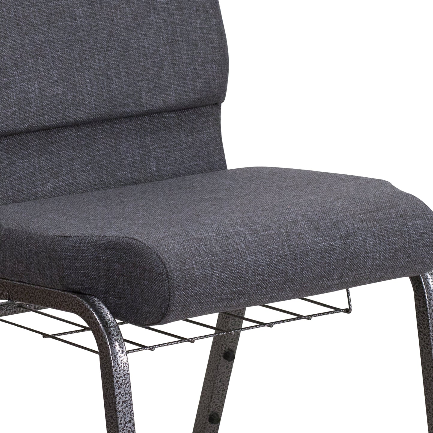 Dark Gray Fabric Church Chair FD-CH02185-SV-DKGY-BAS-GG