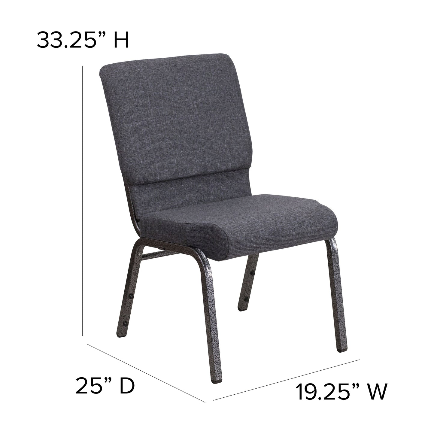 Dark Gray Fabric Church Chair FD-CH02185-SV-DKGY-GG