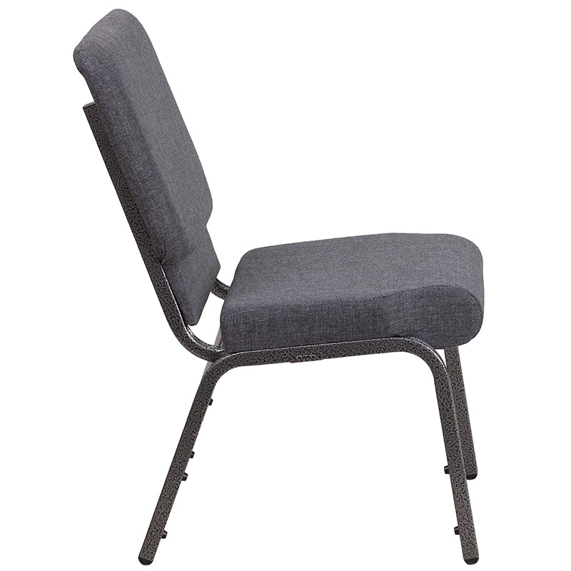 Dark Gray Fabric Church Chair FD-CH02185-SV-DKGY-GG