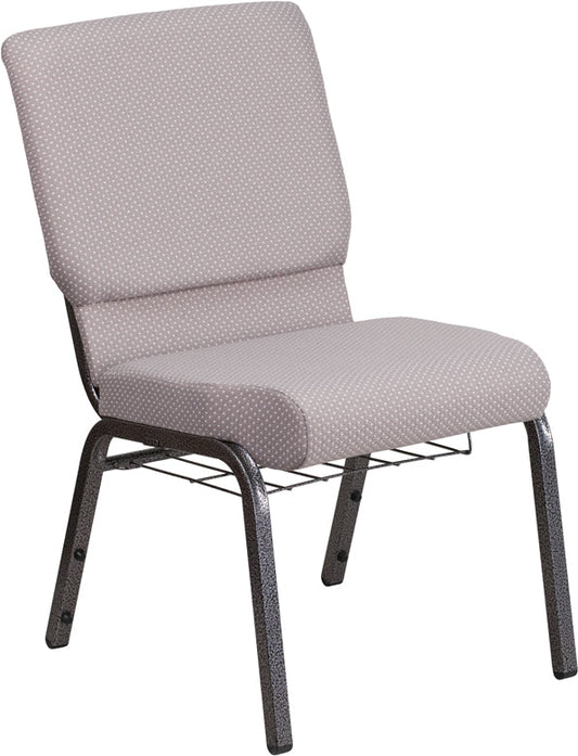 Gray Dot Fabric Church Chair FD-CH02185-SV-GYDOT-BAS-GG