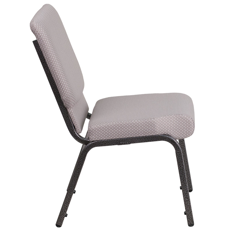 Gray Dot Fabric Church Chair FD-CH02185-SV-GYDOT-GG