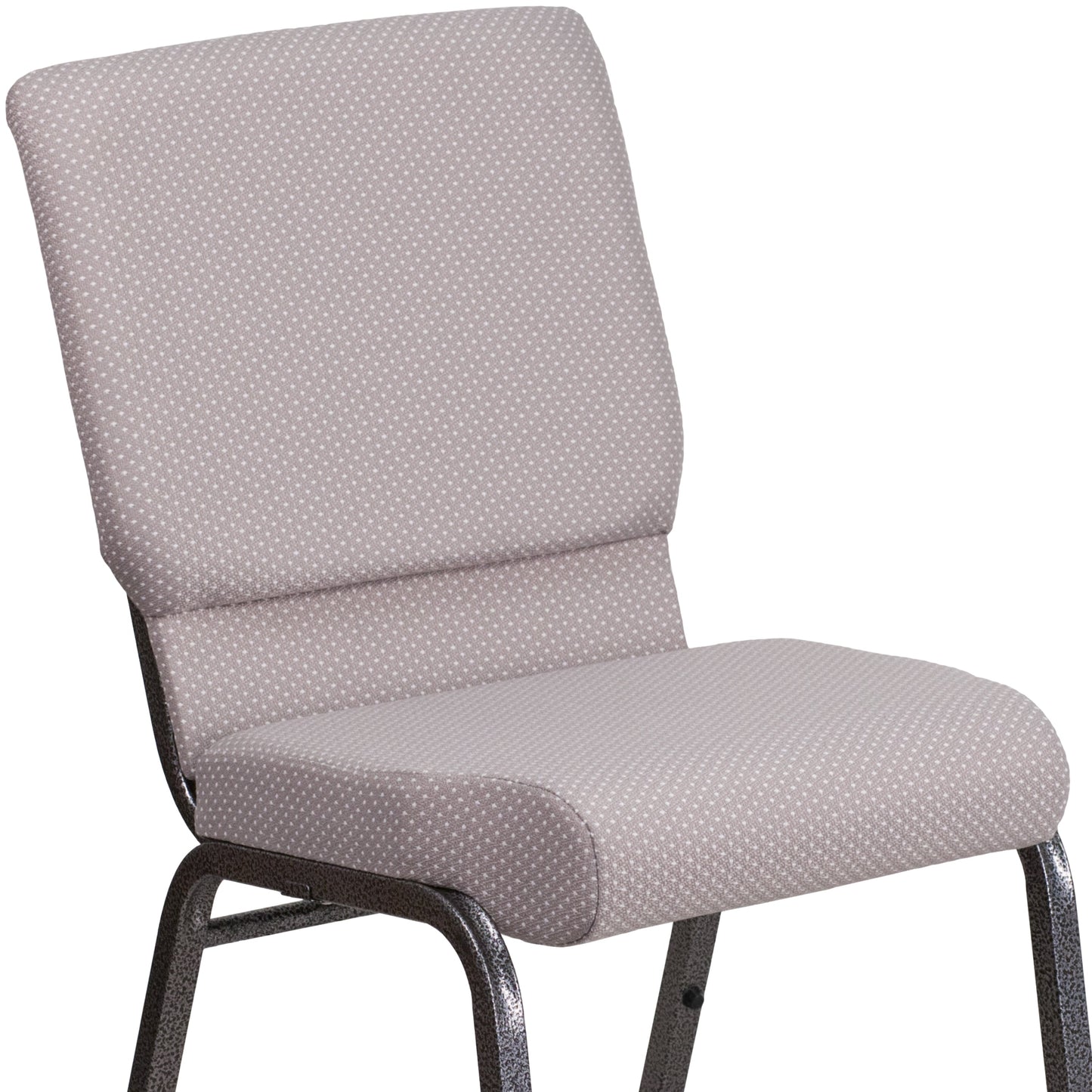 Gray Dot Fabric Church Chair FD-CH02185-SV-GYDOT-GG