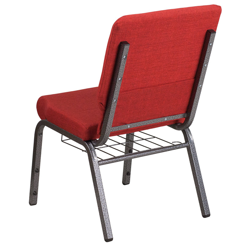 Red Fabric Church Chair FD-CH02185-SV-RED-BAS-GG