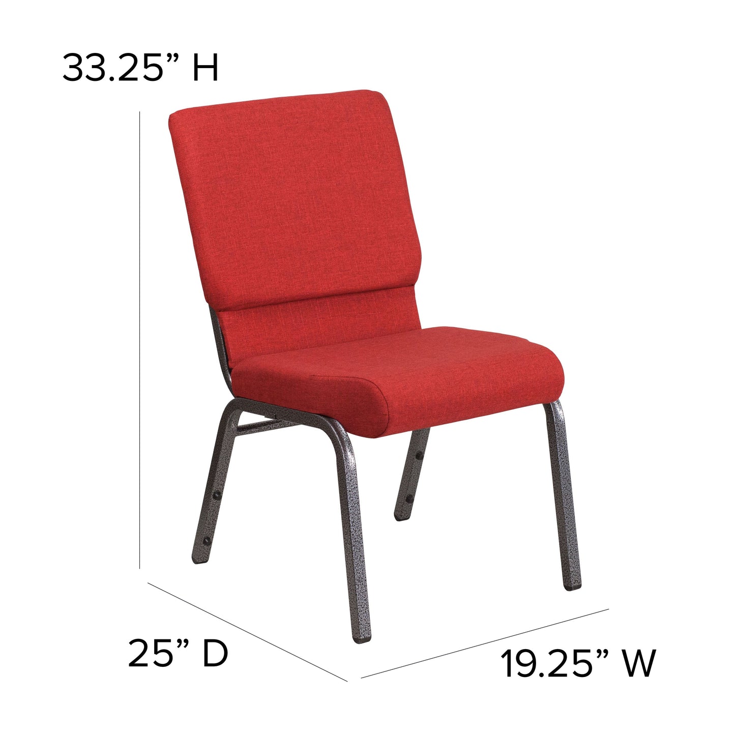 Red Fabric Church Chair FD-CH02185-SV-RED-GG