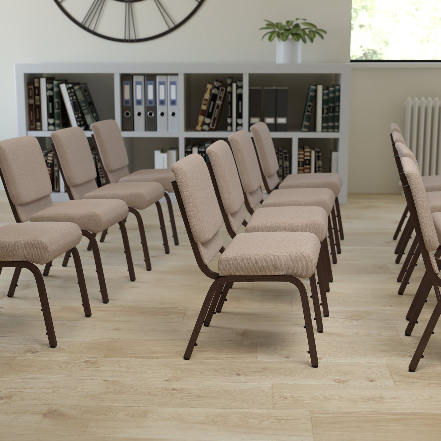 Beige Fabric Church Chair FD-CH0221-4-CV-BGE1-GG