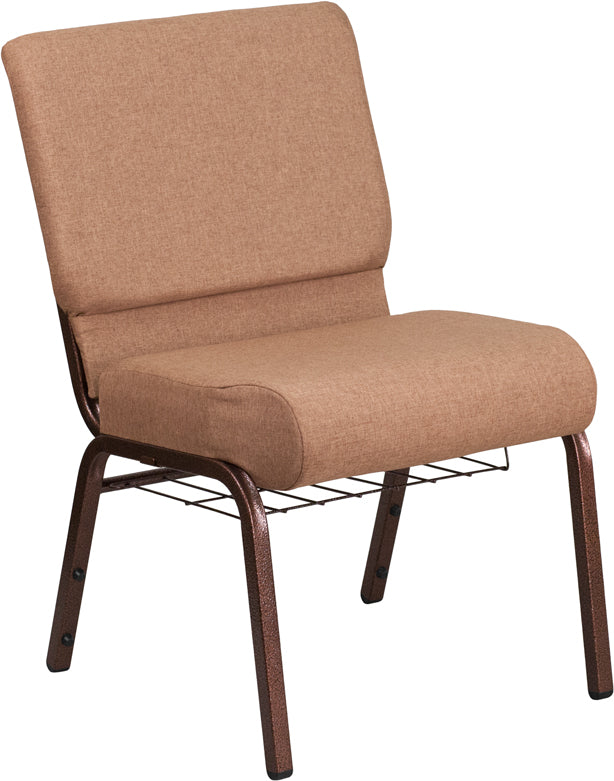 Caramel Fabric Church Chair FD-CH0221-4-CV-BN-BAS-GG