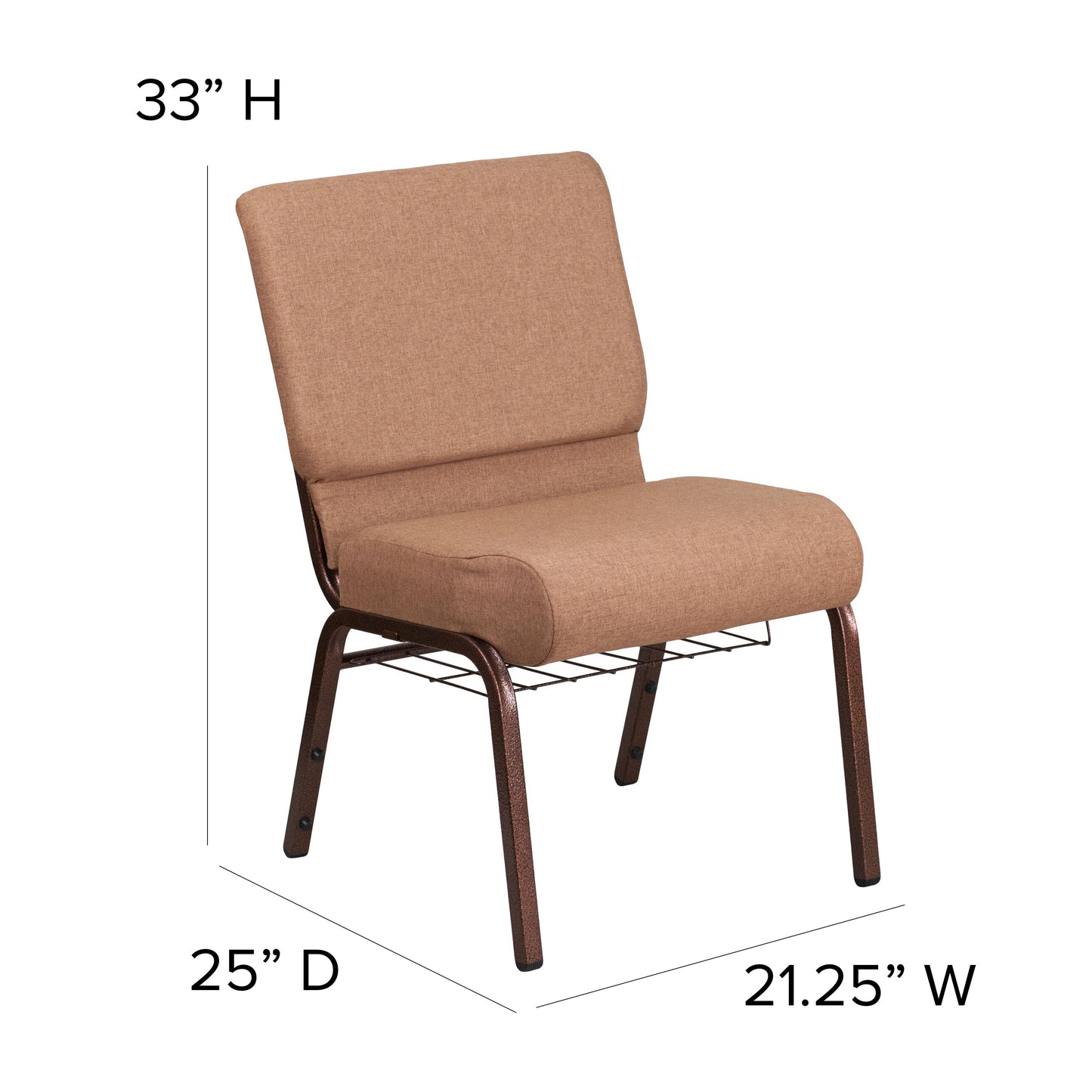 Caramel Fabric Church Chair FD-CH0221-4-CV-BN-BAS-GG