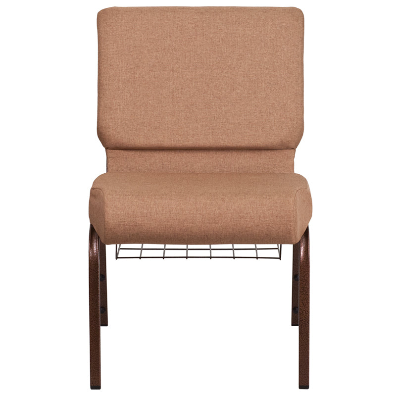 Caramel Fabric Church Chair FD-CH0221-4-CV-BN-BAS-GG