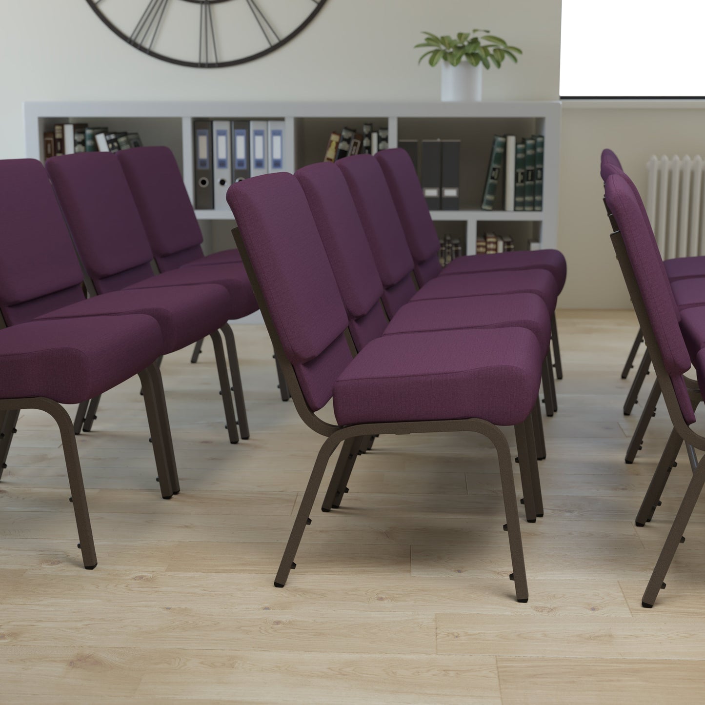 Plum Fabric Church Chair FD-CH0221-4-GV-005-GG