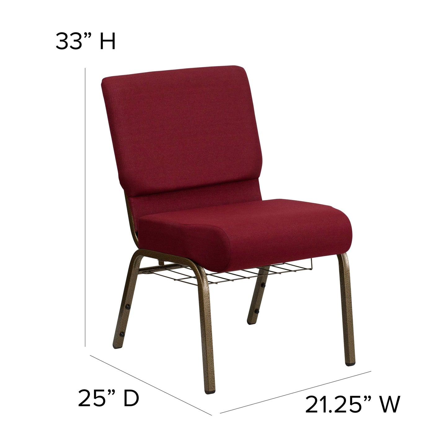 Burgundy Fabric Church Chair FD-CH0221-4-GV-3169-BAS-GG