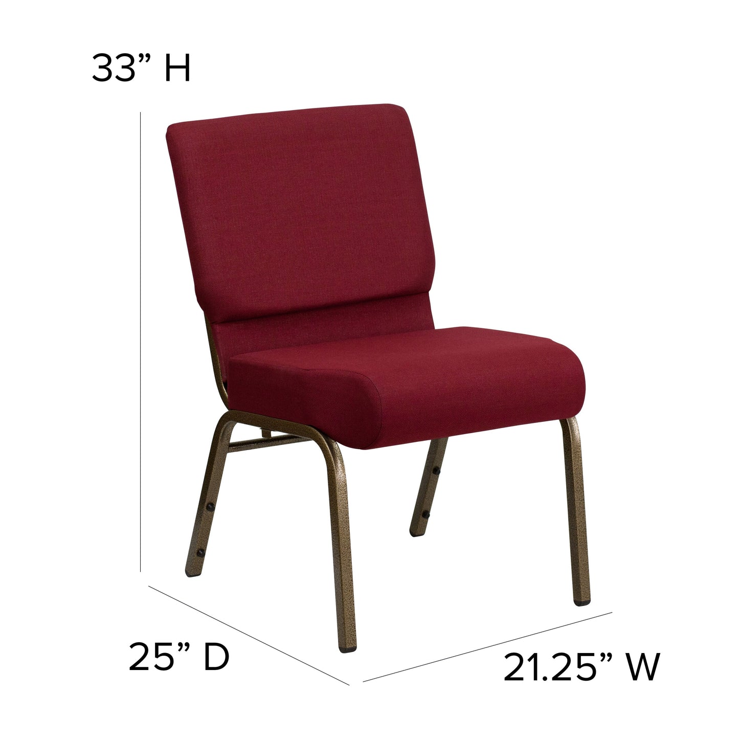 Burgundy Fabric Church Chair FD-CH0221-4-GV-3169-GG