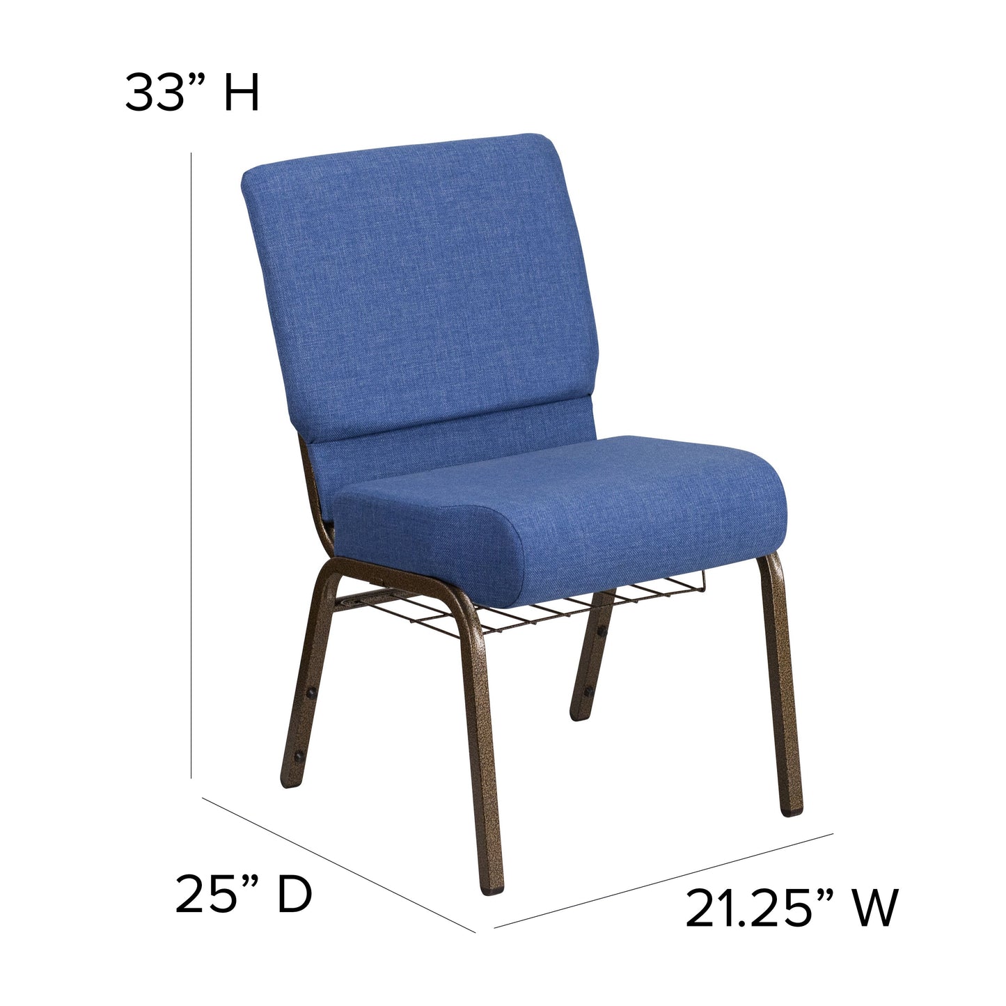 Blue Fabric Church Chair FD-CH0221-4-GV-BLUE-BAS-GG