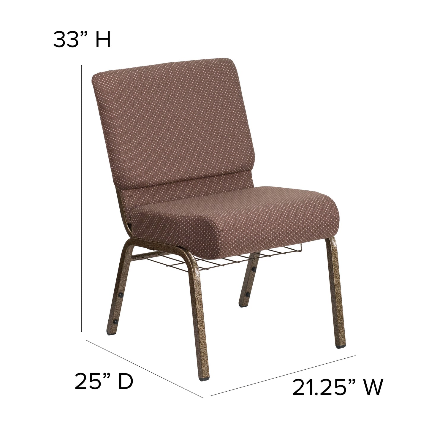 Brown Dot Fabric Church Chair FD-CH0221-4-GV-BNDOT-BAS-GG