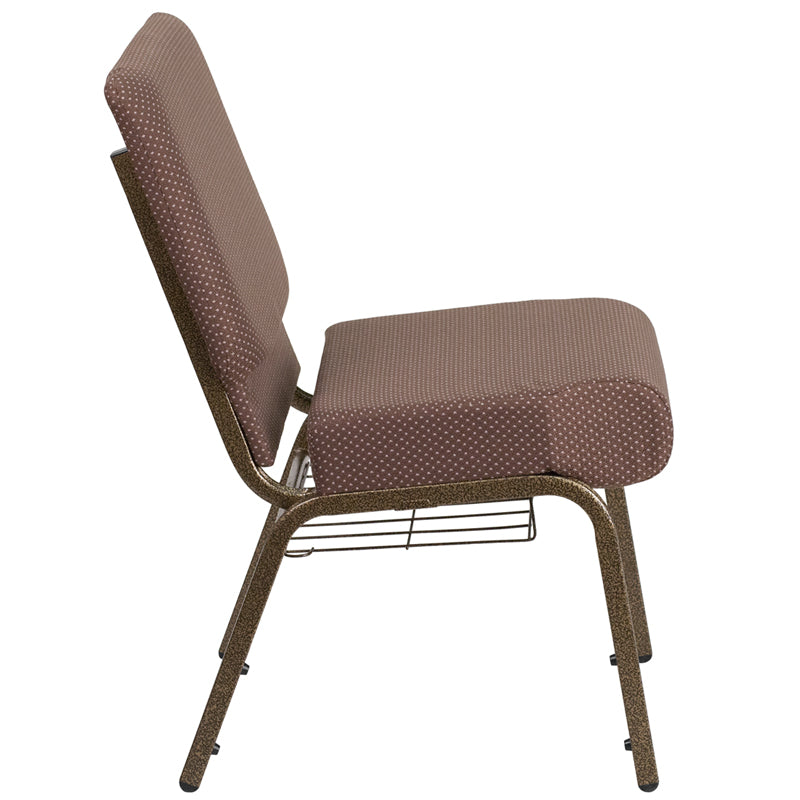 Brown Dot Fabric Church Chair FD-CH0221-4-GV-BNDOT-BAS-GG