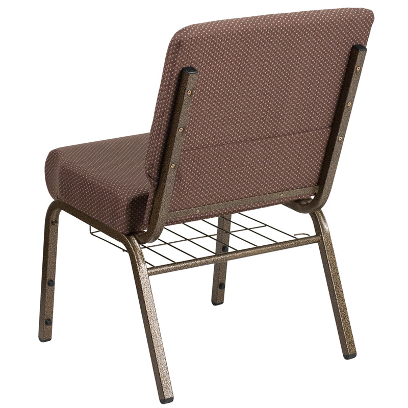 Brown Dot Fabric Church Chair FD-CH0221-4-GV-BNDOT-BAS-GG