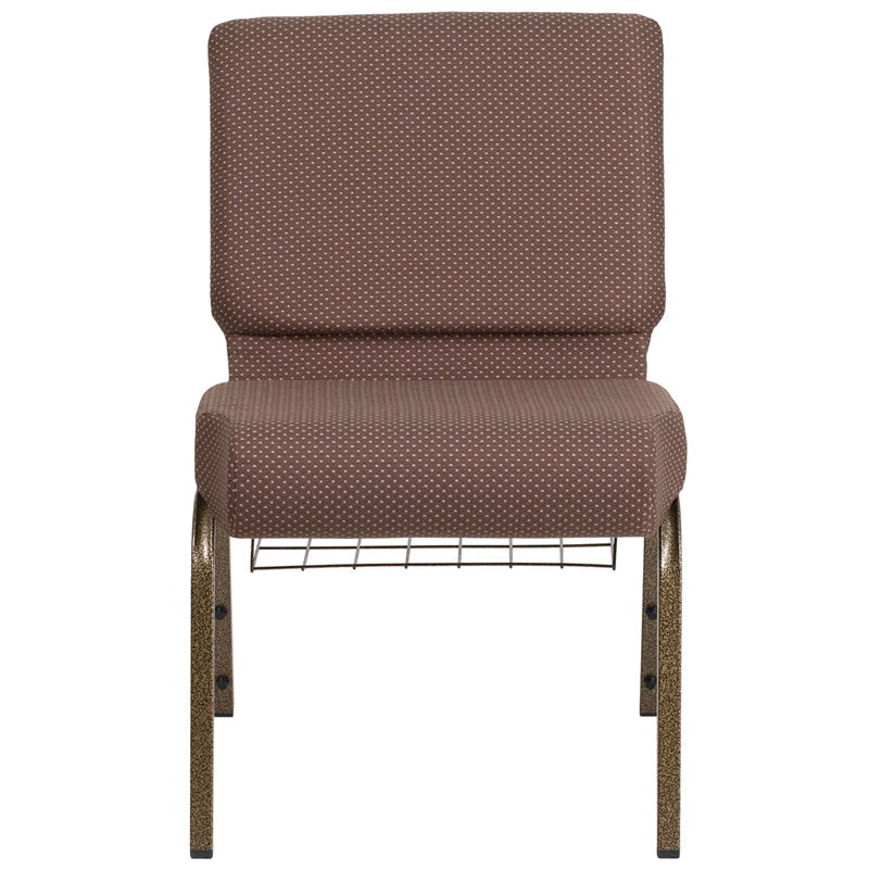 Brown Dot Fabric Church Chair FD-CH0221-4-GV-BNDOT-BAS-GG