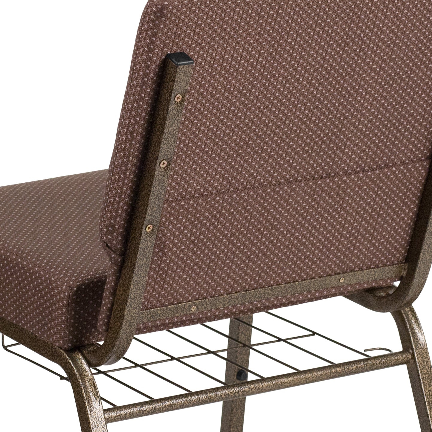 Brown Dot Fabric Church Chair FD-CH0221-4-GV-BNDOT-BAS-GG