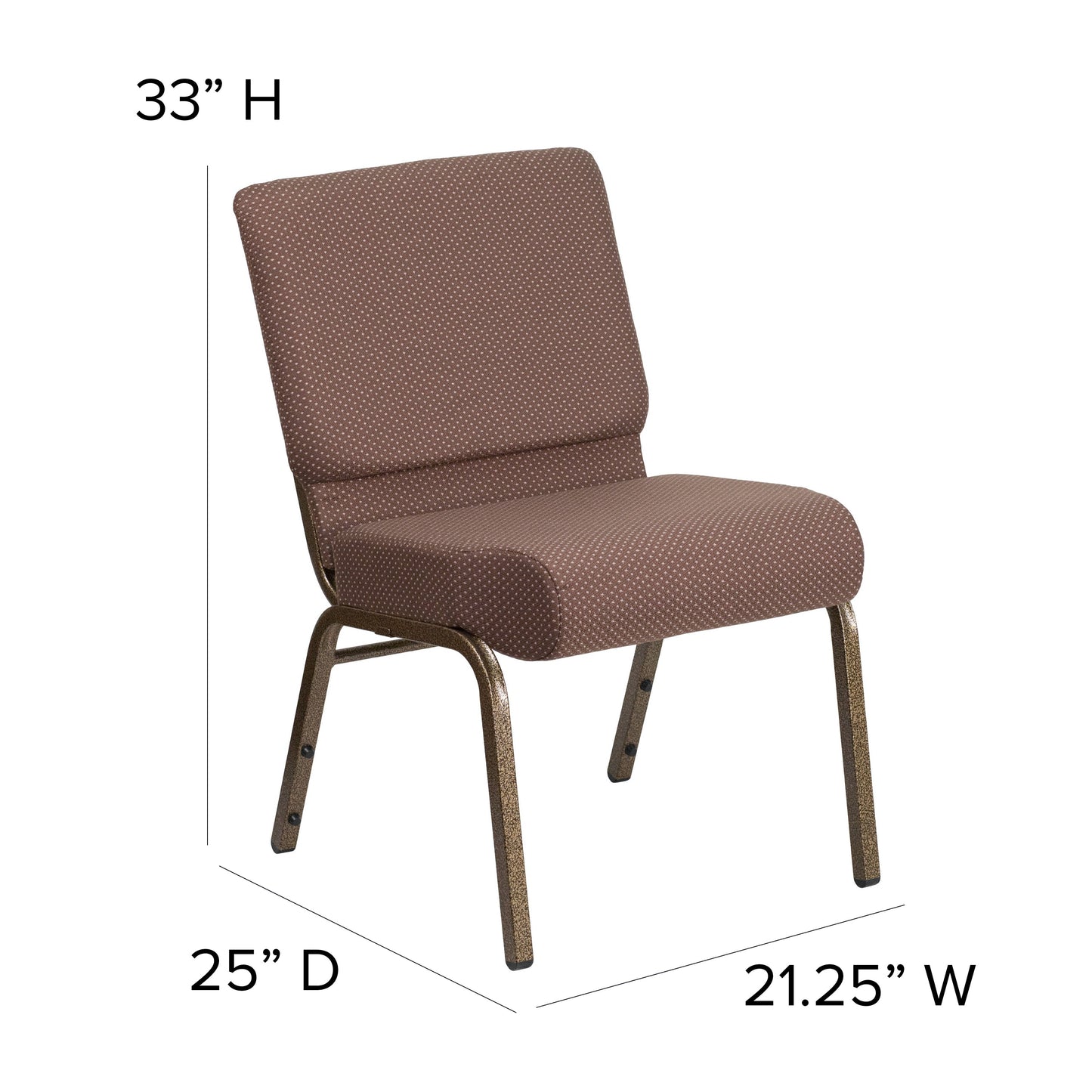 Brown Dot Fabric Church Chair FD-CH0221-4-GV-BNDOT-GG