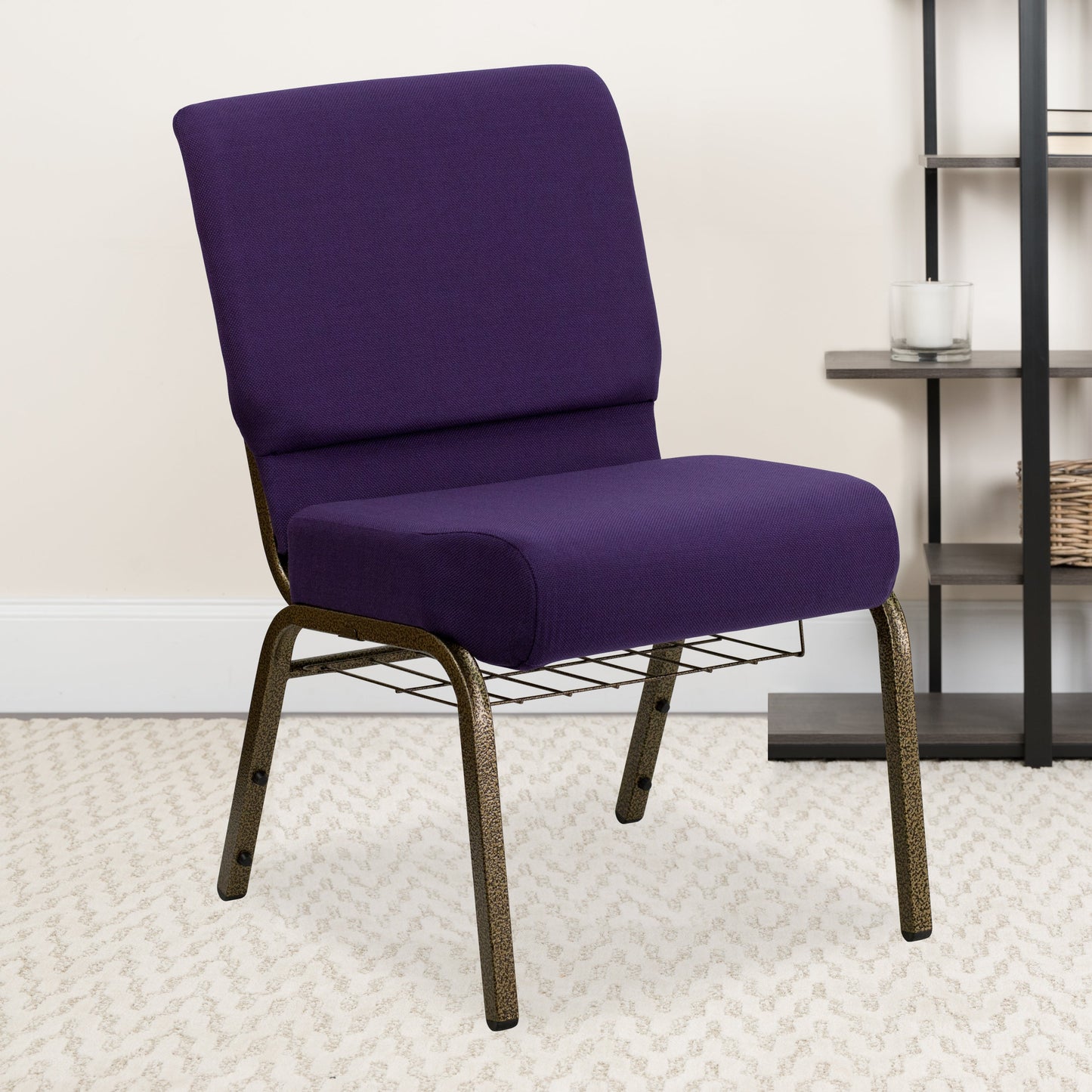 Purple Fabric Church Chair FD-CH0221-4-GV-ROY-BAS-GG