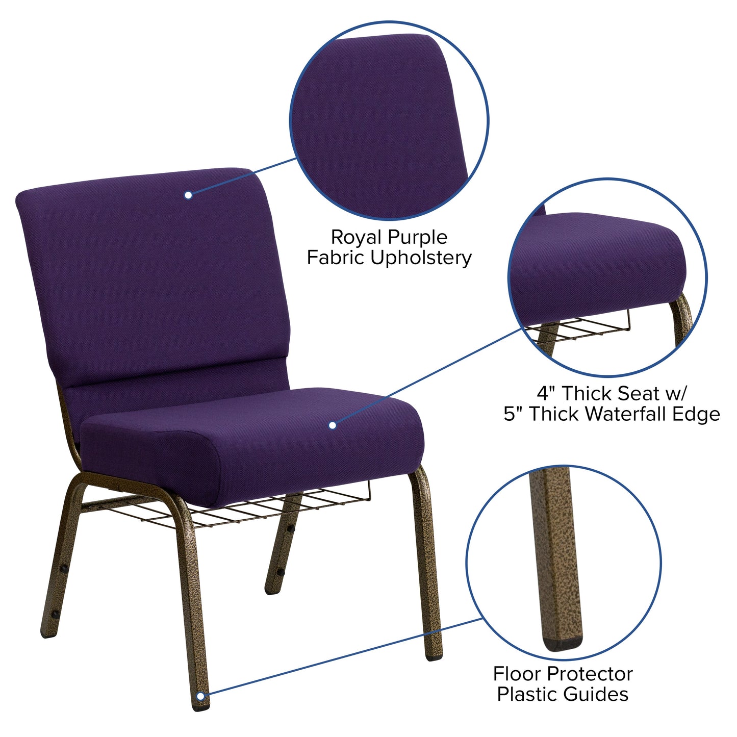 Purple Fabric Church Chair FD-CH0221-4-GV-ROY-BAS-GG