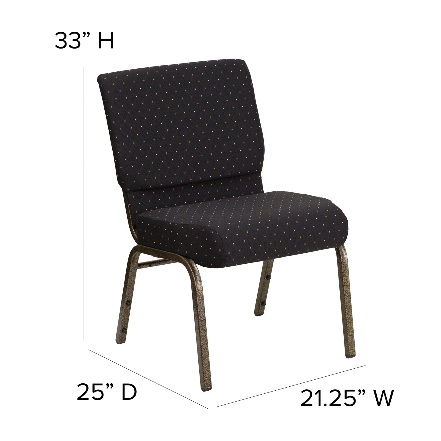 Black Dot Fabric Church Chair FD-CH0221-4-GV-S0806-GG