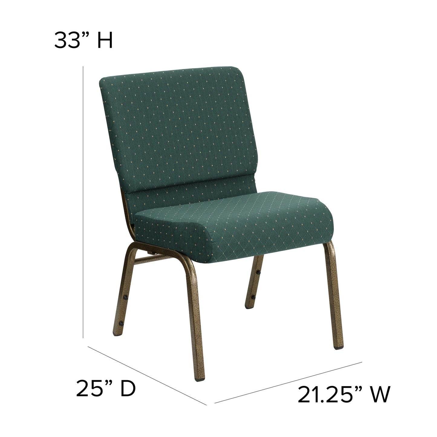 Green Dot Fabric Church Chair FD-CH0221-4-GV-S0808-GG