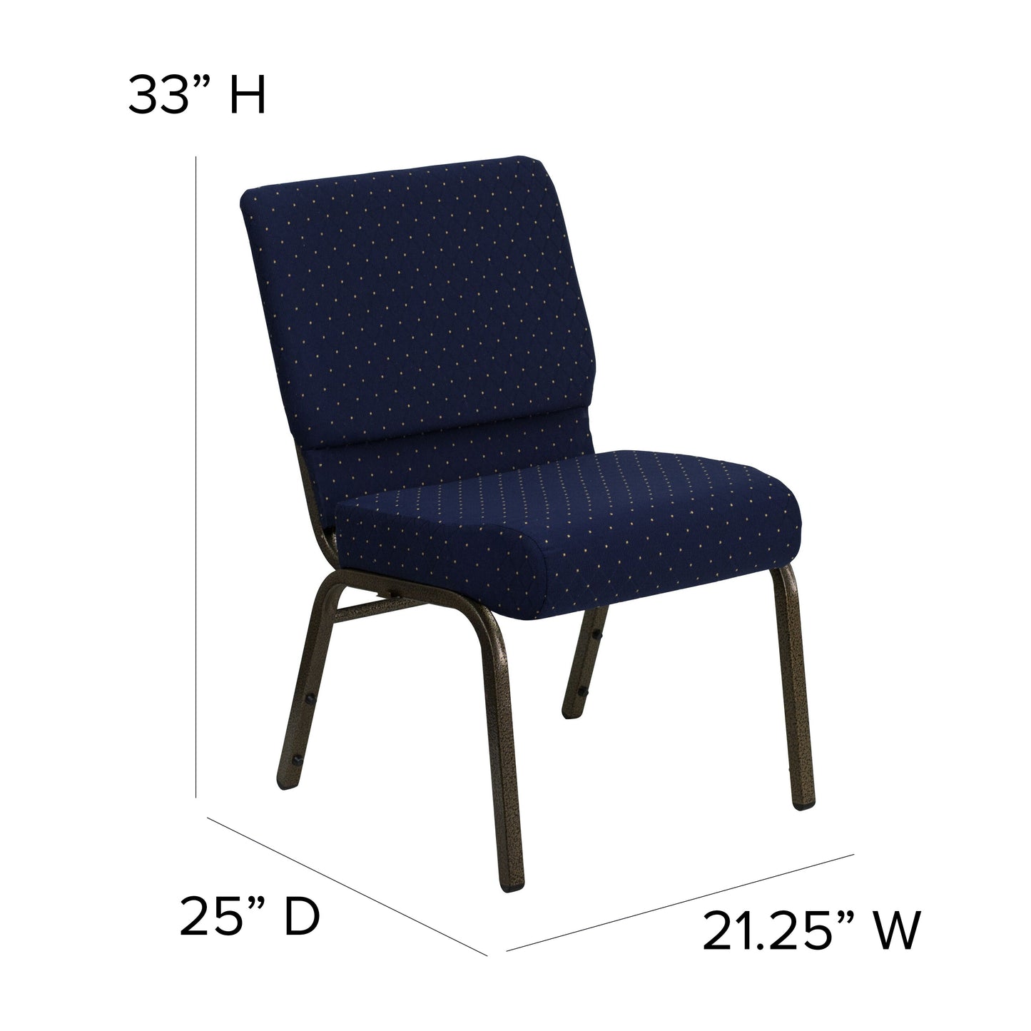 Blue Dot Fabric Church Chair FD-CH0221-4-GV-S0810-GG