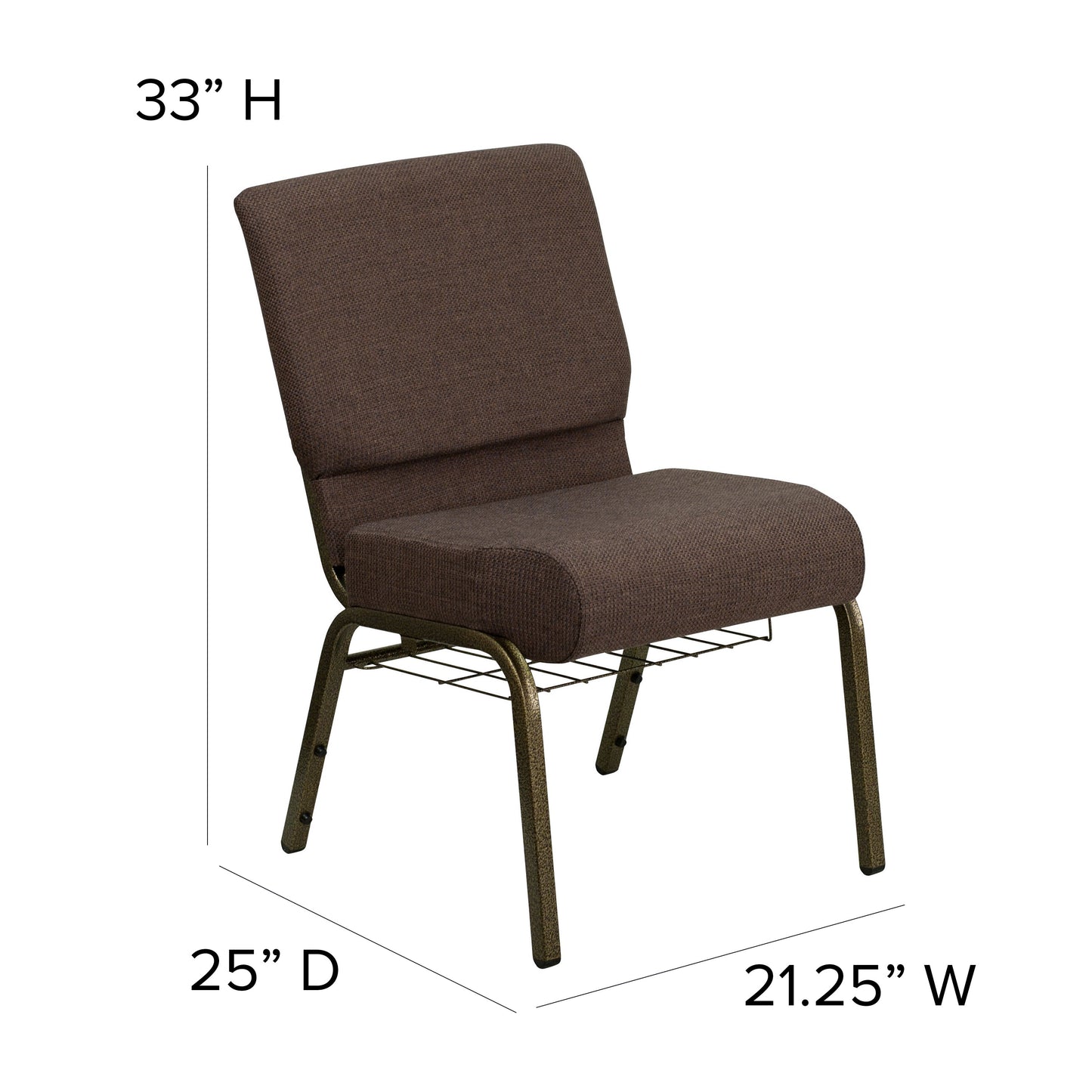 Brown Fabric Church Chair FD-CH0221-4-GV-S0819-BAS-GG