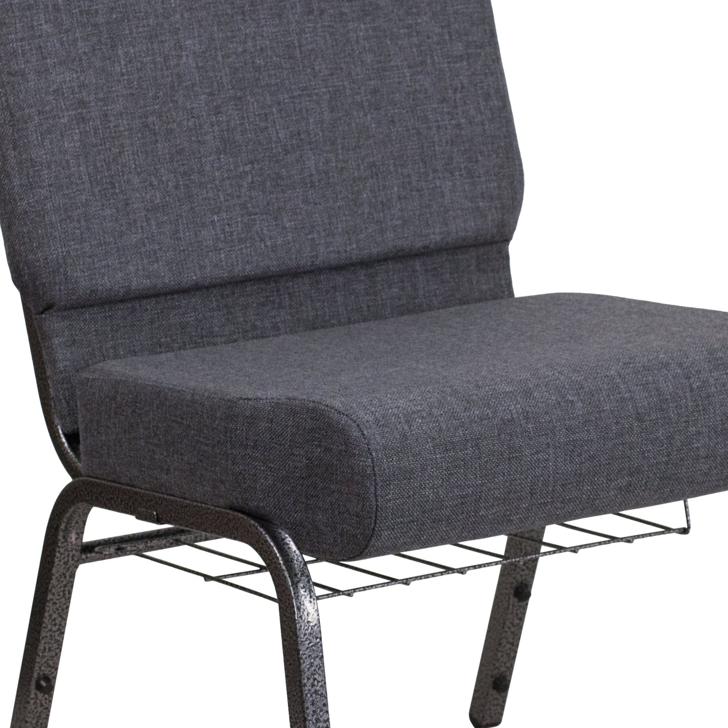 Dark Gray Fabric Church Chair FD-CH0221-4-SV-DKGY-BAS-GG