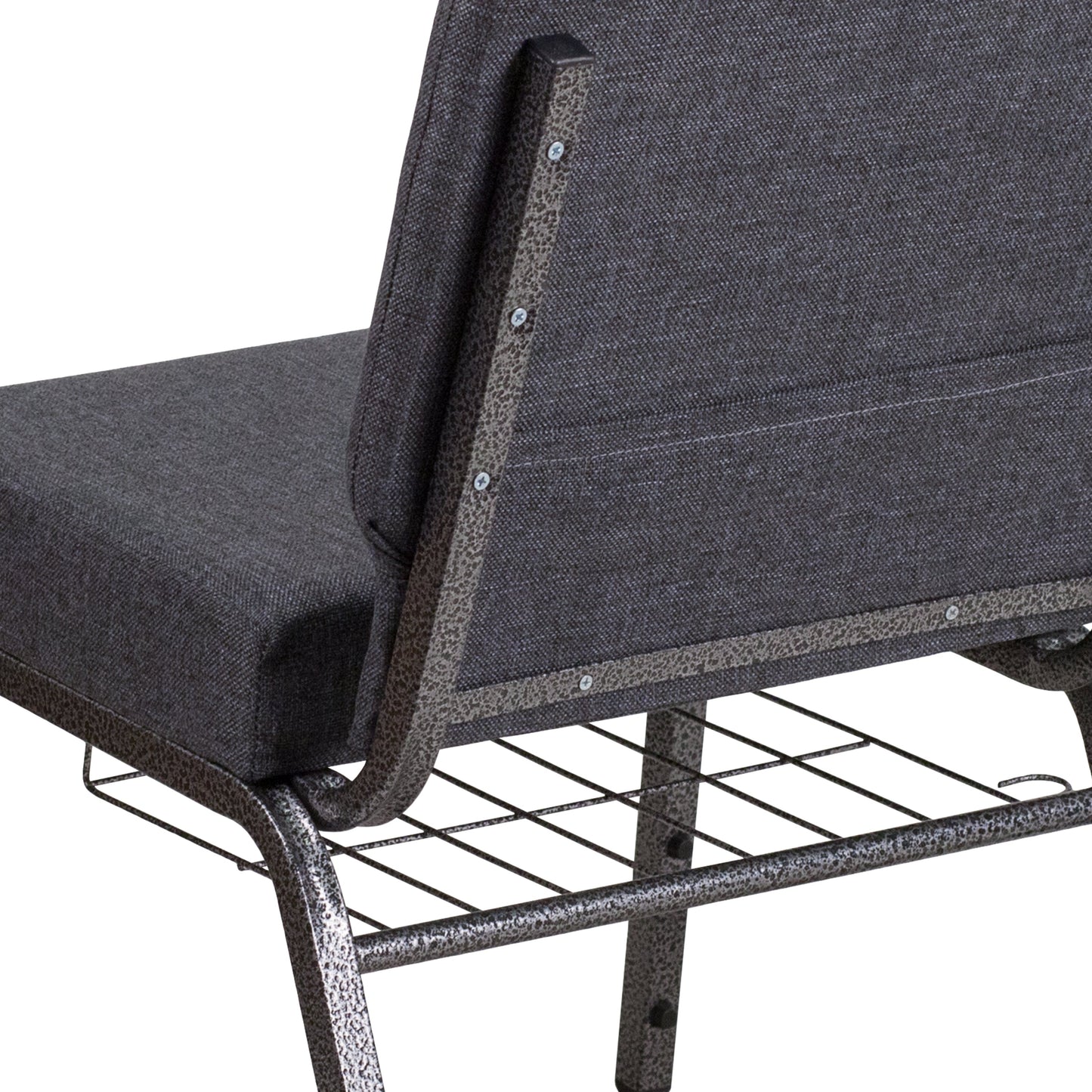 Dark Gray Fabric Church Chair FD-CH0221-4-SV-DKGY-BAS-GG