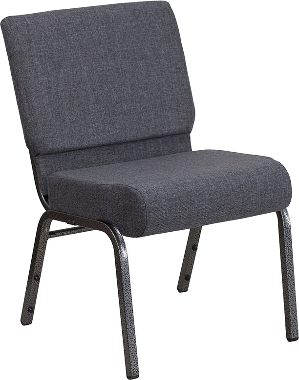 Dark Gray Fabric Church Chair FD-CH0221-4-SV-DKGY-GG