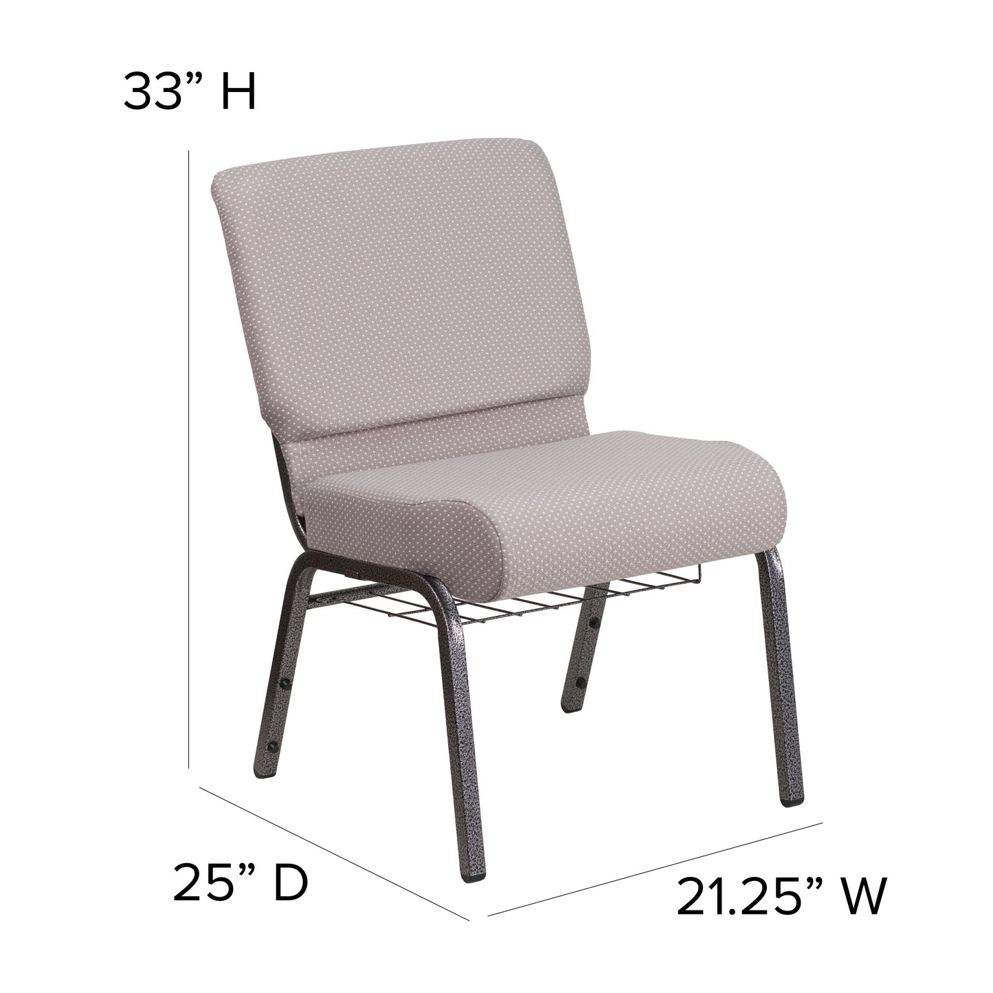 Gray Dot Fabric Church Chair FD-CH0221-4-SV-GYDOT-BAS-GG